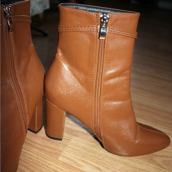 Brown Ankle Boots with Fringe Tie Detail - Picture 4 of 5